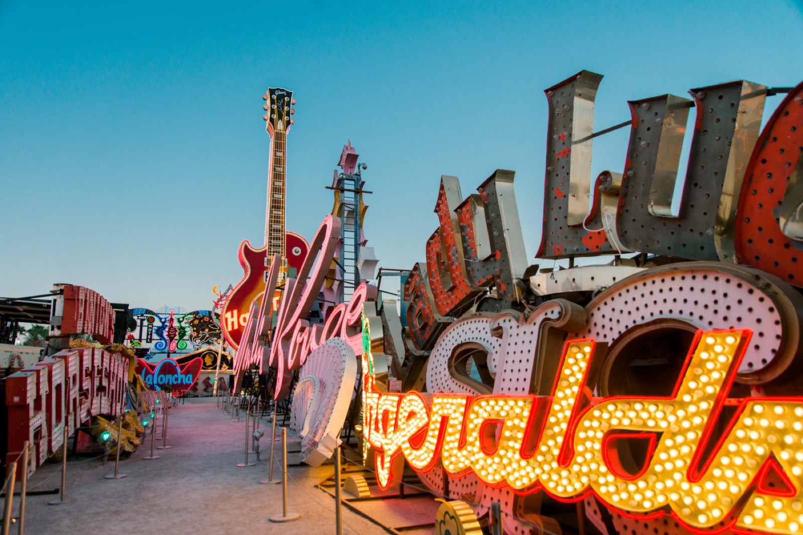 Neon sign glowing at night